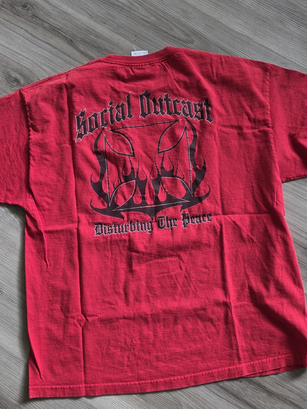 Y2K Social Outcast Club Disturbing The Peace Iron Cross Mechanic Biker Tshirt 2X